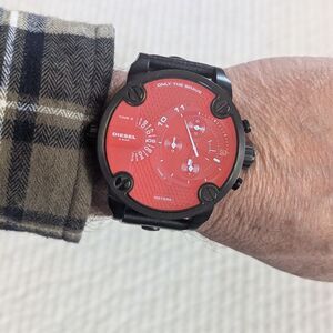 Diesel Men's Little Daddy Multifunction Black Leather Watch